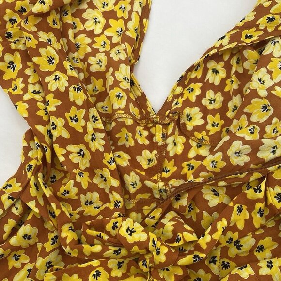 FAITHFULL THE BRAND Sm Ilia Thelma Floral Tie Back Dress Saffron Yellow Orange - Picture 13 of 13